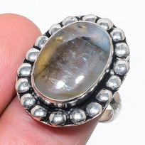 Natural Labradorite Gemstone 925 Sterling Silver Jewelry Ring Size 9 B3L44
