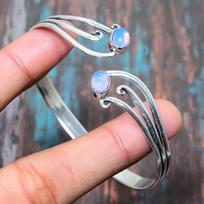 Reguliuojama pieniško opalo brangakmenio rankų darbo tvirta 925 sterlingų sidabro papuošalų apyrankė Adjustable mėlyna