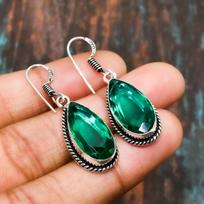 Chrome Diopside, Gemstone Handmade Jewelry Solid 925 Sterling Silver Earring 1.51 Inches žalia
