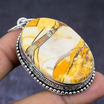 Natural Brecciated Mookaite Gemstone 925 Steling Silver Pendant 2.36  V4Q95