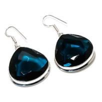 Natural Indicolite Tourmaline Gemstone 925 Sterling Silver Earring 1.77  f1U47