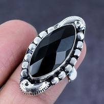 Natural Black Spinel Gemstone Handmade 925 Steling Silver Gift Ring Size 7 f1N11