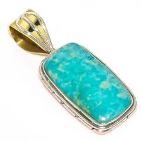 Natural Amazonite Gemstone Two Tone 925 Solid Sterling Silver Pendant 1.50  s6W89