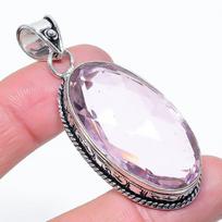 Pink Kunzite Gemstone Handmade 925 Sterling Silver Jewelry Pendant 2.32  H2L86