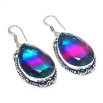 Natural Bi-Color Tourmaline 925 Sterling Silver Jewelry Earring 2.21  z7U06