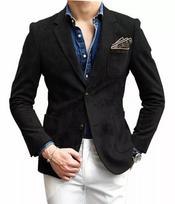 BLACK Men's Handmade Stylish Formal Work Party Real Soft Suede Leather Blazer Coat XS juoda