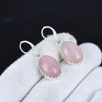 Natural Rose Quartz Gemstone 925 Sterling Silver Earring, Boho Silver Jewelry Dangle Earrings, Gifts For Anniversary Gifts For Her 2.16" rožinė