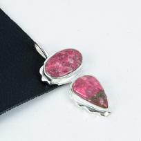 Natural Pink Thulite Gemstone Silver Pendant in 925 Sterling Silver- Handmade Design, Everyday Wear Jewelry, Unique Pendant Wadding Gifts 2.75" rožinė