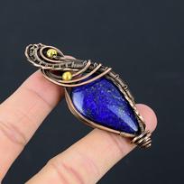 Lapis Lazuli Brangakmenis Gryno Vario Vielos Apvyniotas Rankų Darbo Papuošalo Pakabukas Dovanai 2.83 Inches mėlyna