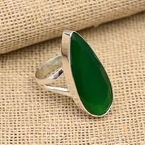 Faceted Green Onyx Gemstone Handmade 925 Sterling Silver Ring Jewelry 4 žalia