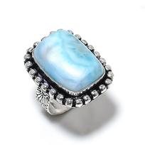 Natural Republic Larimar Gemstone 925 Sterling Silver Gift Ring Size 9 c4V84
