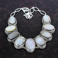 Black Mother Of Pearl Gemstone Necklace Vintage Jewelry 925 Sterling Silver Necklace Adjustable Chain Necklace Handmade Necklace For Gifts