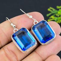 Natural Tanzanite Quartz Gemstone 925 Sterling Silver Gift Earring 1.77  o9o00