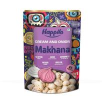 Happilo Premium Super Užkandis Makhana Grietinėlės ir Svogūnų 60g, Skrudinti Lotoso Sėklos Sveikas Užkandis Mažai Kalorijų Be Gliuteno ir Veganiškas