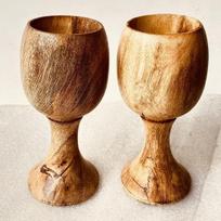 Medinė taurė Rankų darbo taurė Vyno gėrimo taurė, 15,24 cm x 5 oz, Puikiai tinka vestuvėms, Kalėdoms, Eucharistijai Kiddush 1 vnt. brown