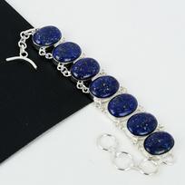 Natūralaus lapis lazulio akmens rankų darbo 925 svarų sterlingų sidabro apyrankė, lapis lazulio apyrankė žmonai, unisex apyrankė, vėlimo dovana 8" mėlyna