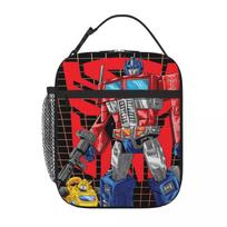 Transformers Autobots Lunch Bags Insulated Bento Box Portable Lunch Tote Leakproof Picnic Bags Cooler Thermal Bag for Woman 26x21x11CM smėlis