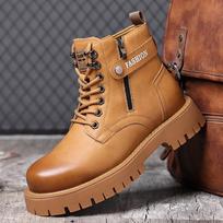 Martin boots men's autumn and winter new velvet warm high-top casual thick-soled tooling trend versatile cotton boots men 38 ruda