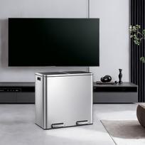 Šiukšliadėžė sidabro spalvos 2x30l švelnus uždarymas