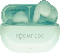 "Boompods Echobuds In-Ear Bluetooth" ausinės - belaidės vidinės ausinės su mikrofonu, 19 val. grojimo trukmė ir įkrovimo dėžutė, IPX4 vandeniui atsparios, TWS triukšmą slopinančios ausinės, pipirmėtės