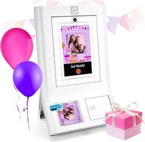 "HP Sprocket Photobooth" momentinių nuotraukų spausdintuvas 3 x 4 colių (baltas) - daugiau nei 250+ kadrų, spausdinimas ant cinko popieriaus, "Wi-Fi", LED žiedinė šviesa, jutiklinis ekranas ir programėlė