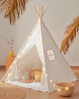 "Tiny Land Tipi" žaidimų palapinė vaikams su laikymo krepšiu, medvilninio audeklo vaikiška palapinė
