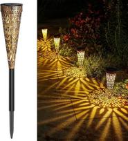 GEARLTIE saulės žibintai lauko sodui, 4 vnt., 800 mAh saulės žibintai, skirti naudoti lauke, su šiltu/baltu LED, IP65, atsparūs atmosferos poveikiui, balkono dekoracijos, sodo metaliniai žibintai, saulės baterijos, lauko kelias, terasa