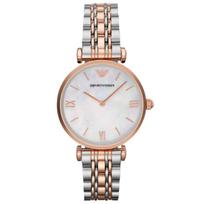 Emporio Armani AR1683 Gianni Dvispalvis moteriškas laikrodis su T formos apyranke rožinio aukso spalvos