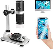 "Cainda WiFi" skaitmeninis mikroskopas "iPhone" "Android" telefonui "Mac Windows" HD 1080P vaizdo įrašymas 50x 1000x didinimas Belaidis nešiojamasis mikroskopas su metaliniu stovu ir dėklu