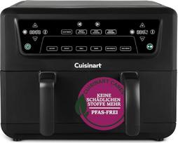 "Cuisinart XXL" 10,4 l dviejų zonų karšto oro keptuvė, be PFAS, be cheminių medžiagų, kepimui, kepimui ant grotelių, kepimui, dehidratacijai ir šildymui, 2 kameros, 2 x 5,2 l - 8+ porcijos, dalys, kurias galima plauti indaplovėje