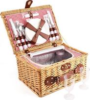 EIRONA Willow Hamper 4 asmenų pikniko krepšys su izoliuotu aušintuvo skyriumi ir neperšlampama antklode, stalo įrankių rinkinys, pinti pikniko krepšiai, pikniko krepšių rinkiniai