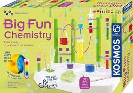 KOSMOS "Big Fun Chemistry" - beprotiška chemijos stotelė, eksperimentų dėžutė, laboratorija vaikams nuo 8 metų, gleivėtos gleivės, burbuliuojantys skysčiai, besikeičiančios spalvos, daugiakalbė instrukcija (anglų k.)