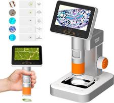 MX2-AS mikroskopas su 4,3 colių 1080P LCD ekranu, MatataStudio 100-1600X skaitmeninis mikroskopas vaikams ir suaugusiesiems, 2 in 1 nešiojamas mikroskopas, galingas biologinis mokomasis mikroskopas vaikams 8-12 m.