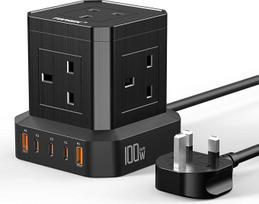 TOPREK 100 W PD3.0 greitojo įkrovimo ilgintuvas su USB lizdais, vienu metu greitai įkraunantis 10 įrenginių, USB ilginamasis kabelis, kelių kištukų ilginamasis lizdas