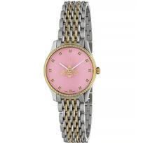 Gucci YA1265030 G-Timeless 29 mm moteriškas laikrodis rožiniu ciferblatu su bitės motyvu 29