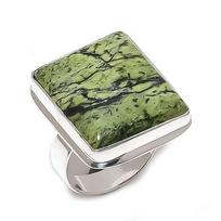 Natural Banded Green Opal Gemstone 925 Sterling Silver Jewelry Ring Size 10 K8k06