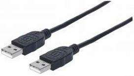 Manhattan Hi-Speed USB A Cable, USB 2.0, Type-A Male to Type-A Male, 480Mbps, 1 m (3 ft.), Black, 353892