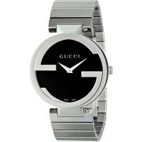 Gucci YA133307 Juodo ciferblato moteriškas laikrodis su susikertančiais G simboliais 37