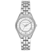 Michael Kors MK3900 Lauryn moteriškas laikrodis su kristalais ir perlamutrini ciferblatu 33 sidabras