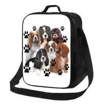 Cavalier King Charles Spaniel Family Group Insulated Lunch Tote Bag for Dog Cooler Thermal Food Lunch Box Outdoor Camping Travel 26.5x20x11.5CM smėlis