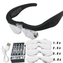 Didinamieji stiklai, didinamasis stiklas 1,5x 2,5x 3,5x 5,0x, įkraunamas USB su LED šviesa skaitymui, juvelyrams, laikrodžių gamintojams, taisymui ir dėvėjimui juoda