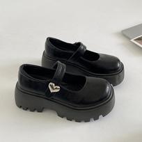 Fashion commuter brown retro platform small leather shoes women's 2025 new spring and autumn skirt French Mary Jane single shoes 35 black