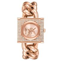 Michael Kors MK Chain Lock Three-Hand Rose Gold-Tone Stainless Steel Watch 25 rožinio aukso spalvos