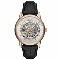 Emporio Armani AR60007 Automatinis vyriškas laikrodis su juodu odiniu dirželiu 43