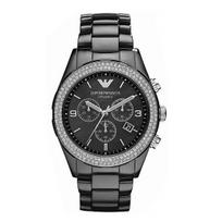 Emporio Armani AR1455 Ceramica moteriškas krištolinis laikrodis juoda