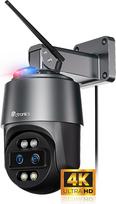 ctronics [10X hibridinis priartinimas] 4K 8MP stebėjimo kamera su dvigubu objektyvu, automatiniu sekimu ir priartinimu, dirbtinio intelekto asmens, transporto priemonės ar gyvūno aptikimu, 2,4/5GHz WLAN PTZ kamera, 256GB TF/Cloud/FTP/NAS, spalvotas naktin