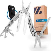 NORDMUT® Multitool įrankis [16 in 1] Nerūdijančio plieno kišeninis peilis su 16 praktiškų įrankių | Lauko peilis Daugiafunkcinis sulankstomas įrankis su replėmis, žirklėmis, peiliu ir pjūklu, skirtas lauko ir stovyklavimo reikmėms