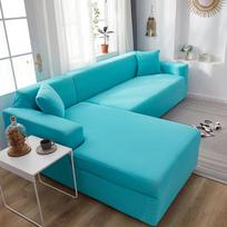 Paprasti kampiniai sofos užvalkalai svetainei Elastinis spandex sofos užvalkalas, tamprus užvalkalas L formos sofa Reikia pirkti 2 vnt. Small( 90-140cm)1pc dangaus mėlyna spalva
