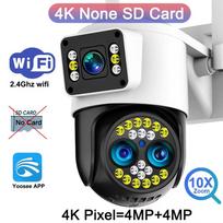 4K 8MP IP kamera „Wi-Fi“ lauko, atspari vandeniui, 10 kartų priartinusi 4G belaidė kamera „Yoosee“ trigubo lęšio dviejų ekranų balsas ColorNight Vision CCTV Wifi Camera