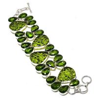 Moldavite Quartz Gemstone Handmade 925 Sterling Silver Bracelet 7-8  H7Z67